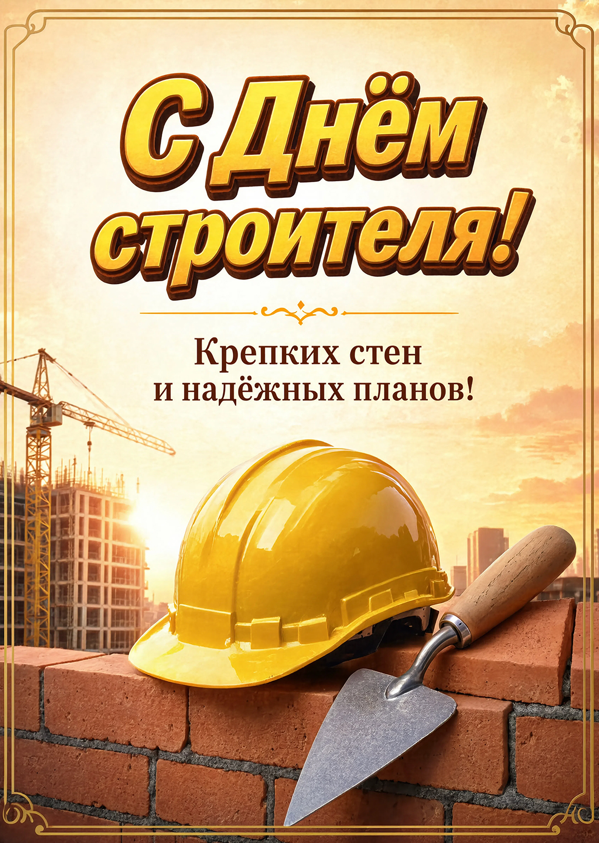 Открытка с днем строителя #16