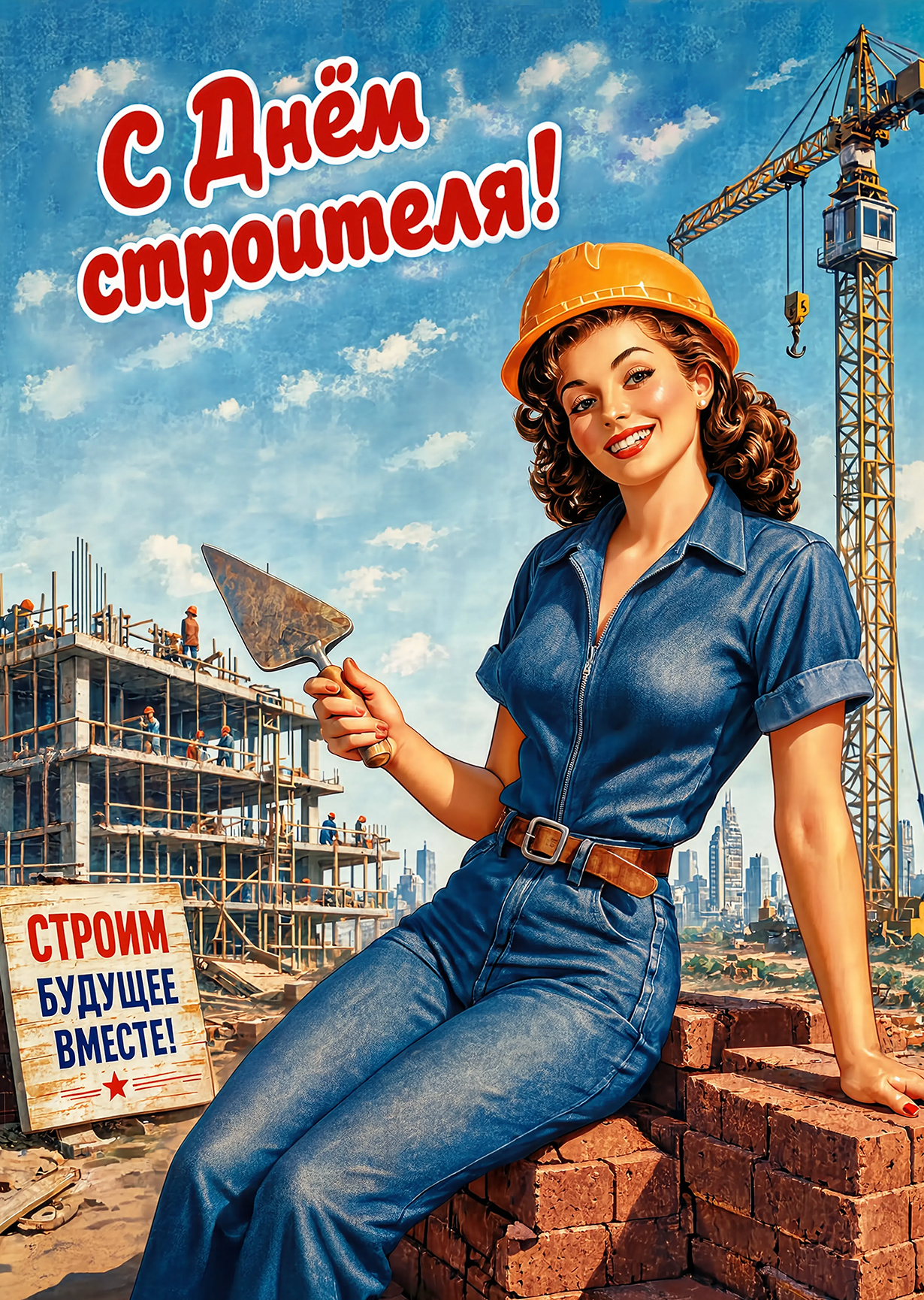 Открытка с днем строителя #27
