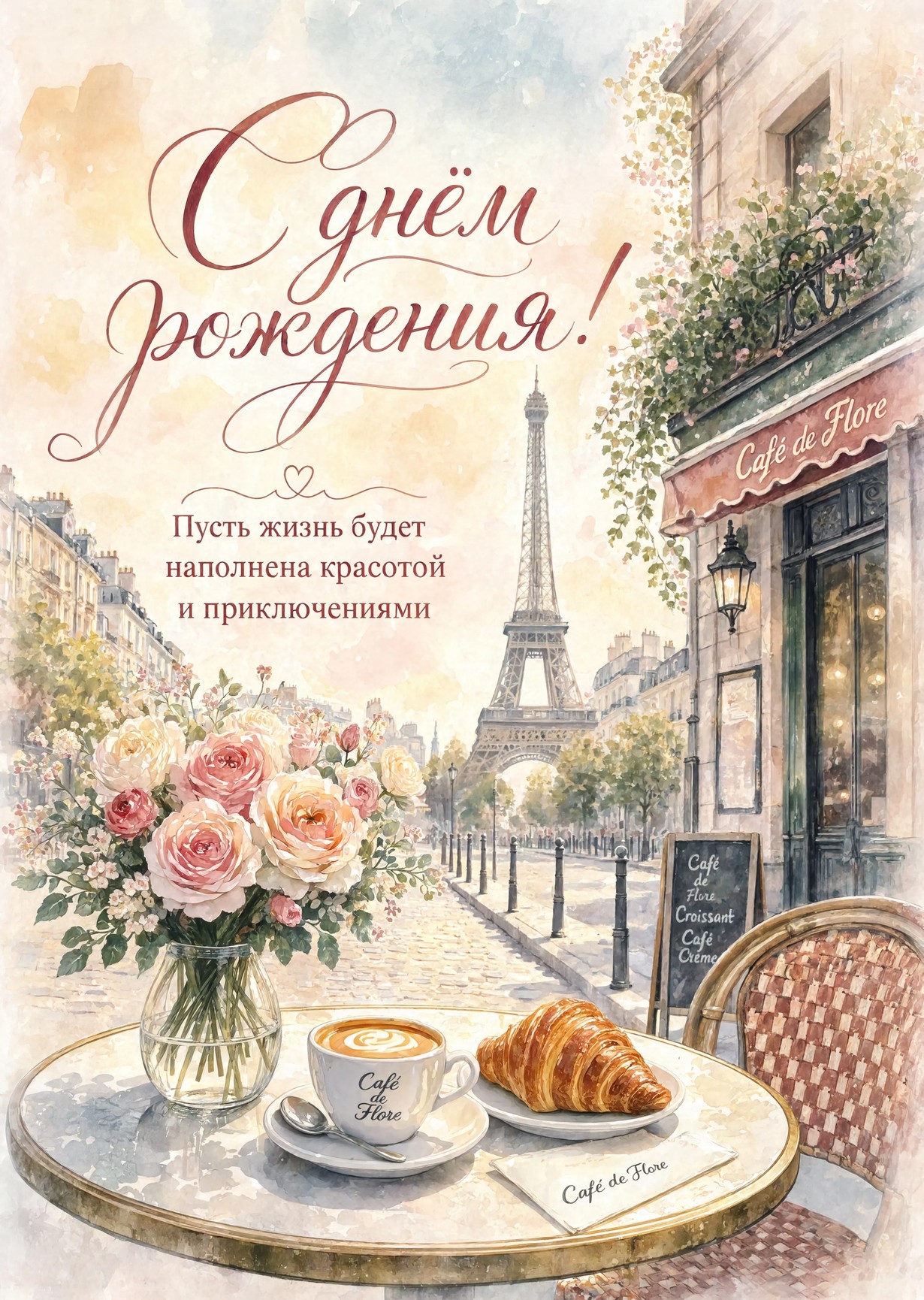 Открытка "С днем рождения женщине" #14