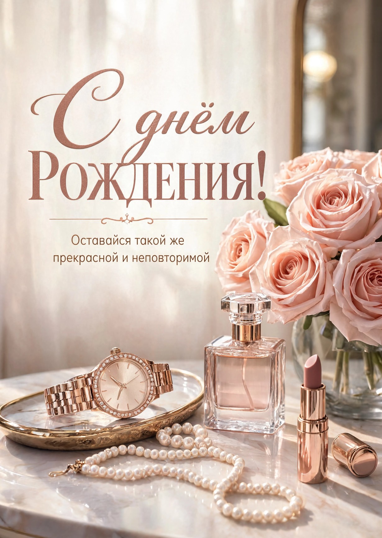 Открытка "С днем рождения женщине" #24