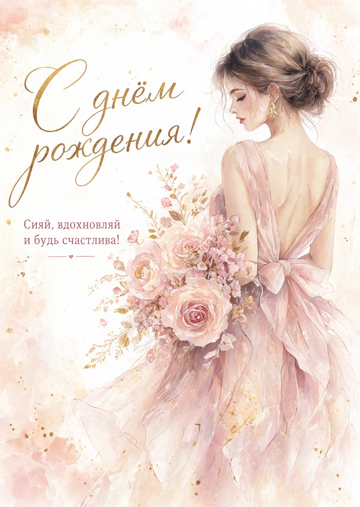 Открытка "С днем рождения женщине" #1