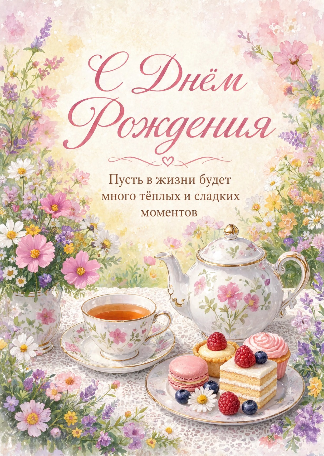 Открытка "С днем рождения женщине" #2