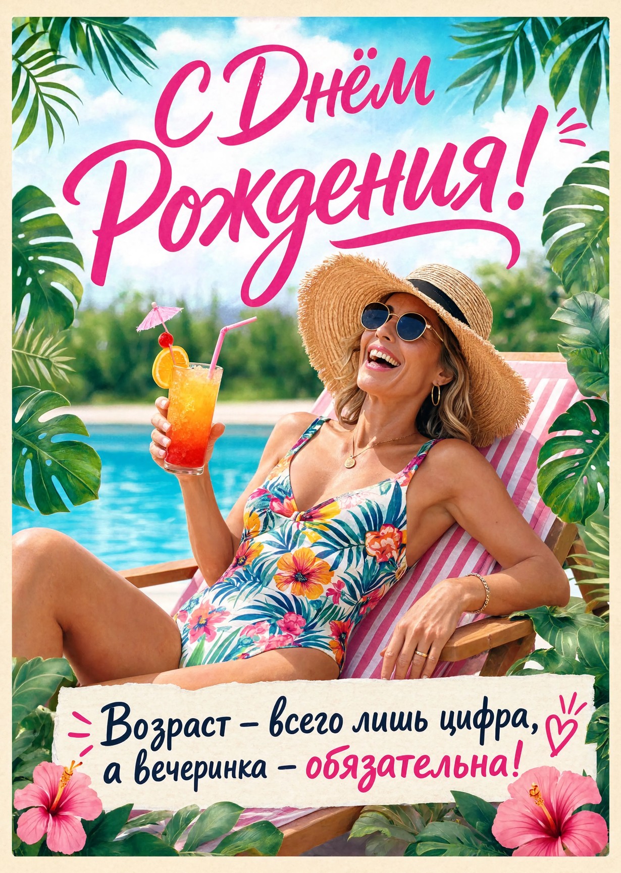 Открытка "С днем рождения женщине" #52