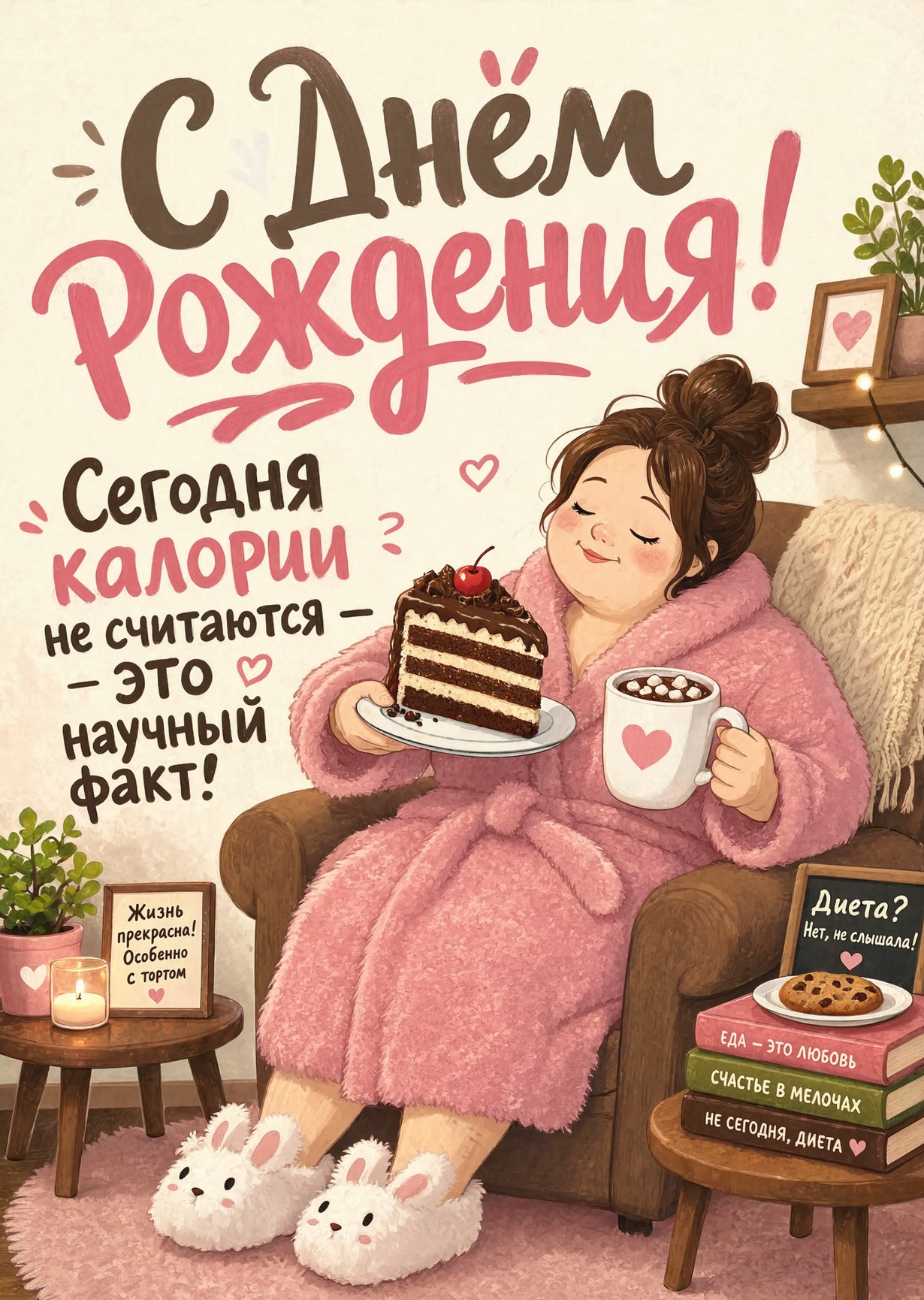 Открытка "С днем рождения женщине" #45
