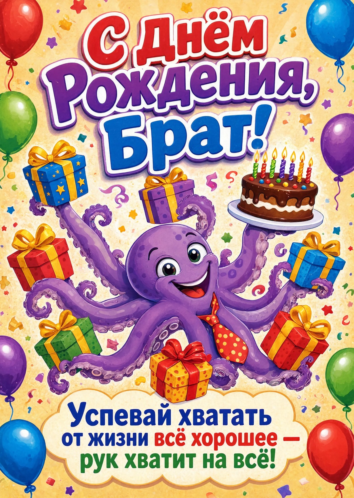 Открытка С днём рождения брату  #7