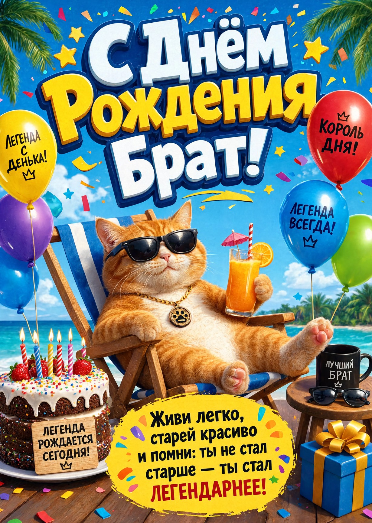 Открытка С днём рождения брату  #73