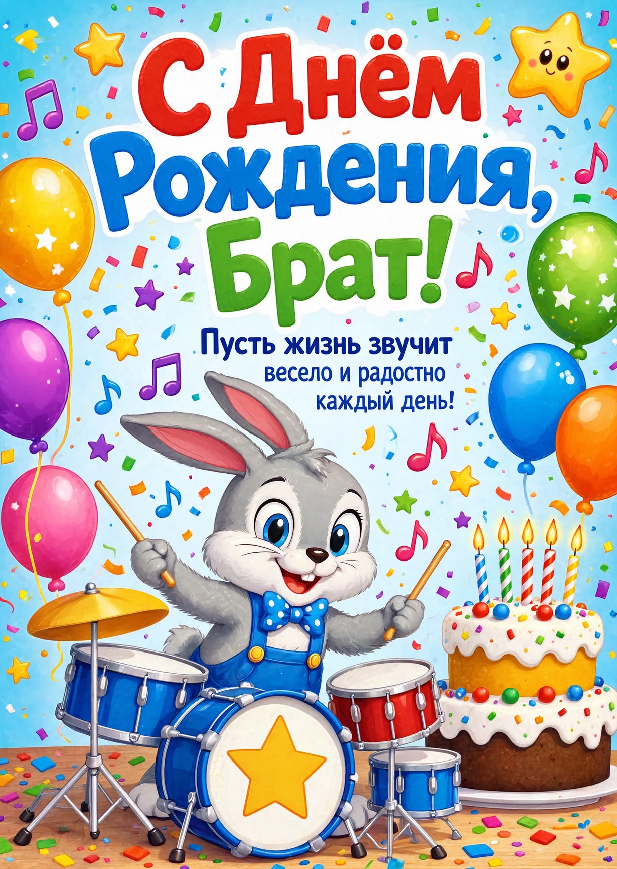 Открытка С днём рождения брату  #24