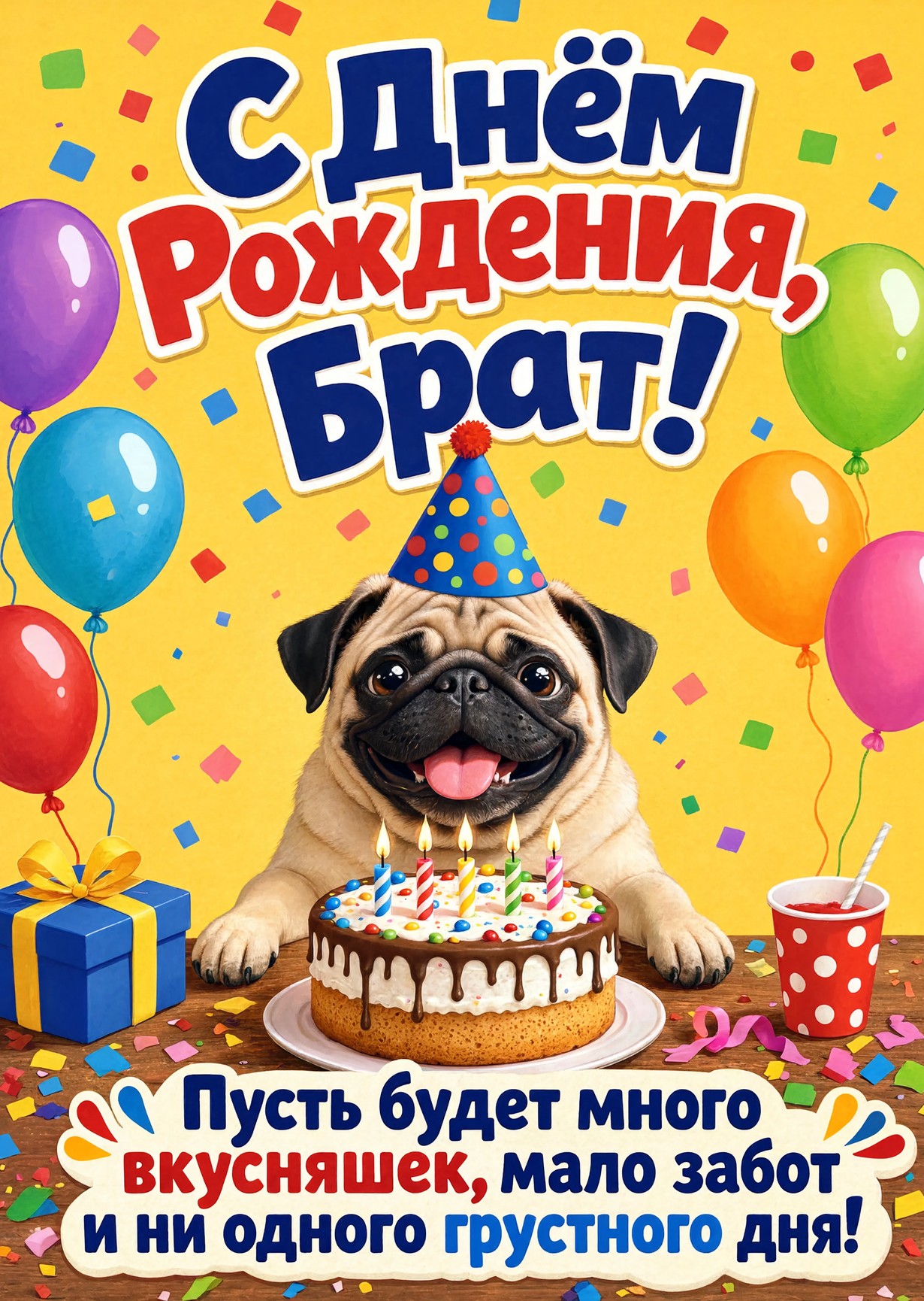 Открытка С днём рождения брату  #55