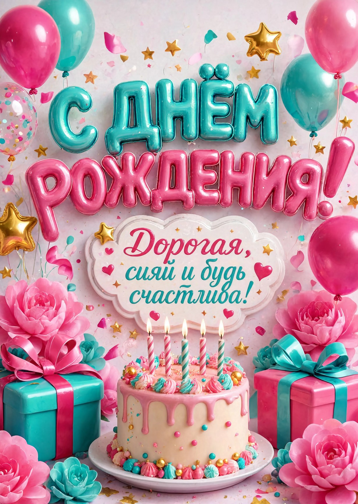 Открытка "С днем рождения женщине" #77