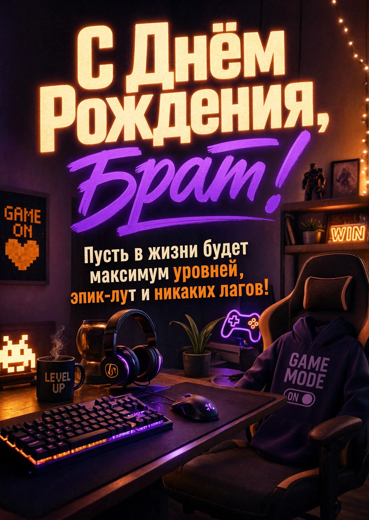 Открытка С днём рождения брату  #37