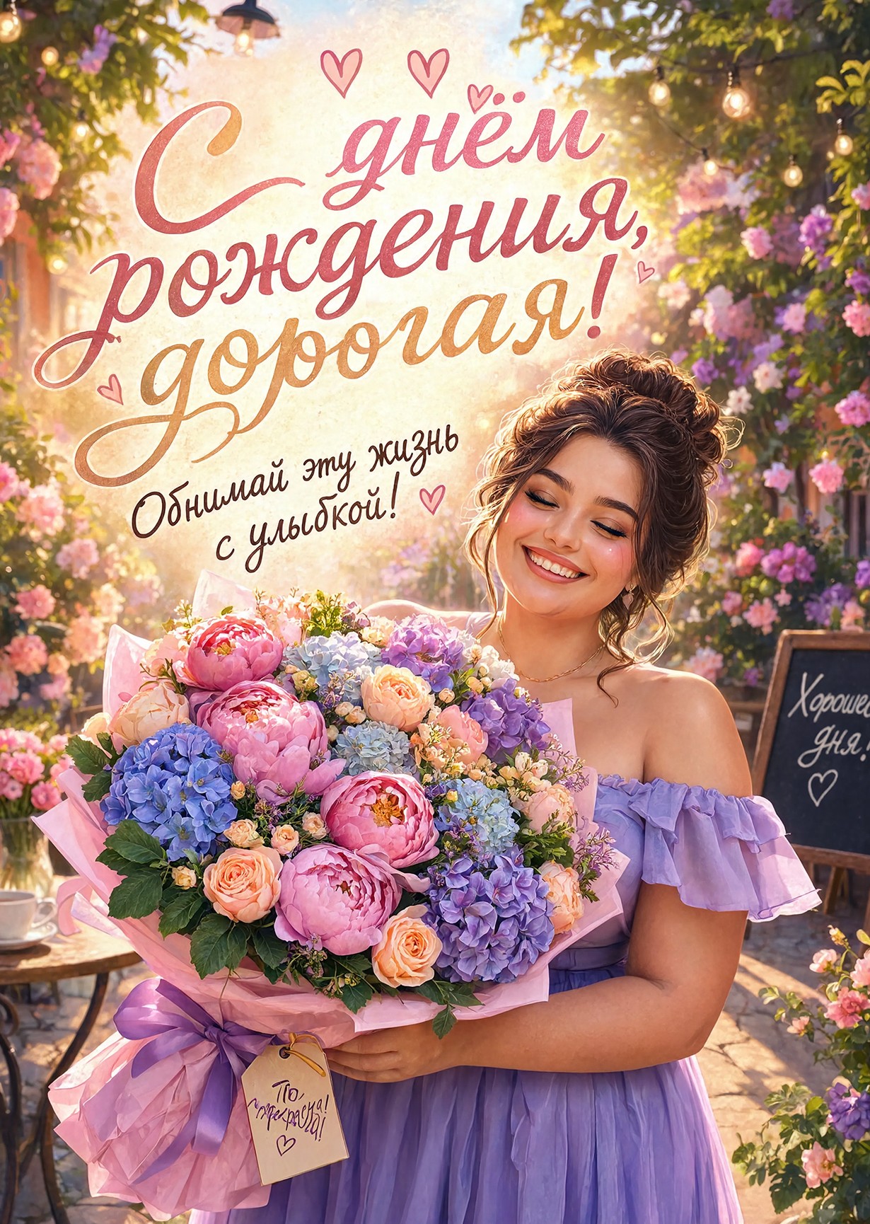 Открытка "С днем рождения женщине" #43