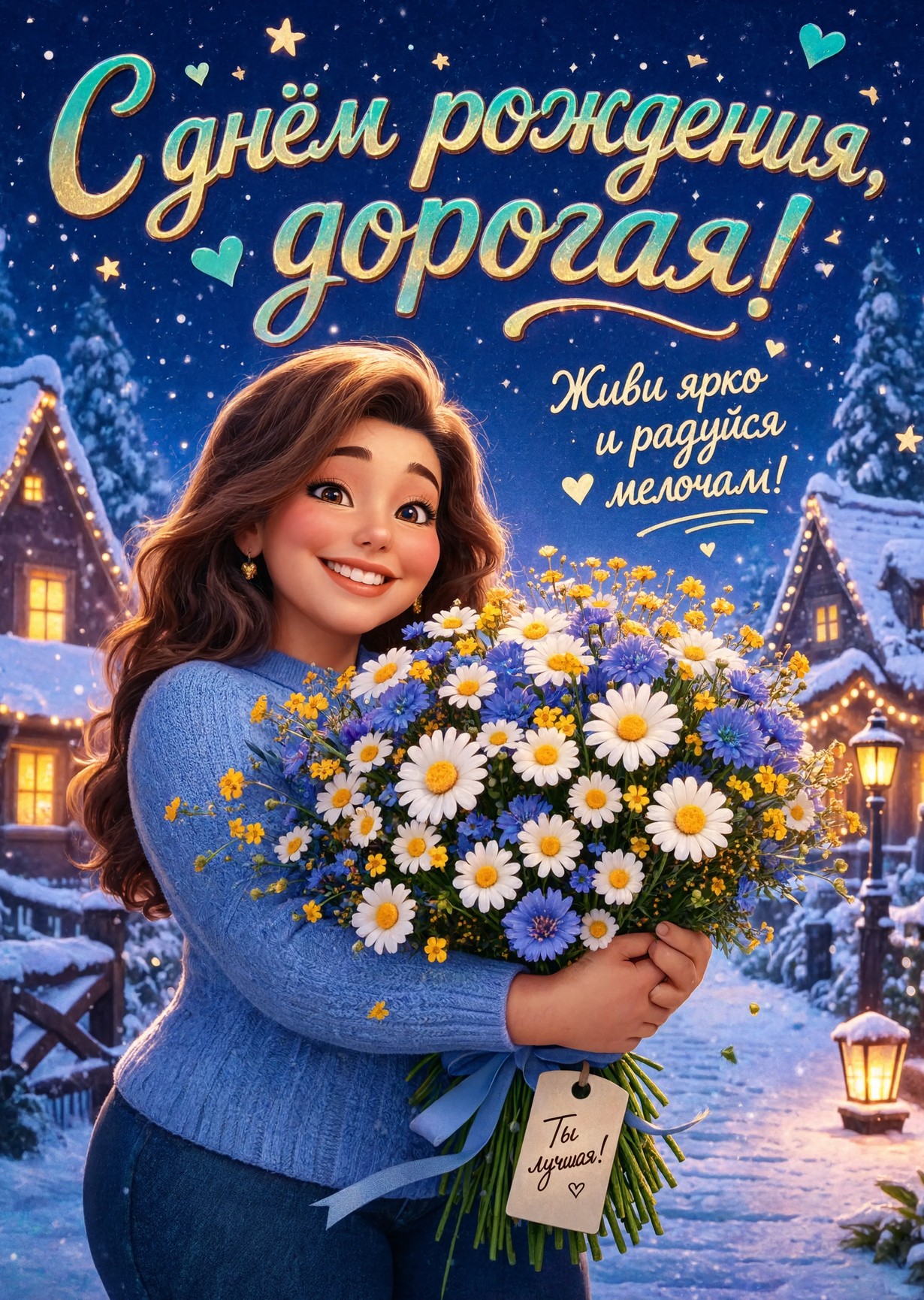 Открытка "С днем рождения женщине" #60