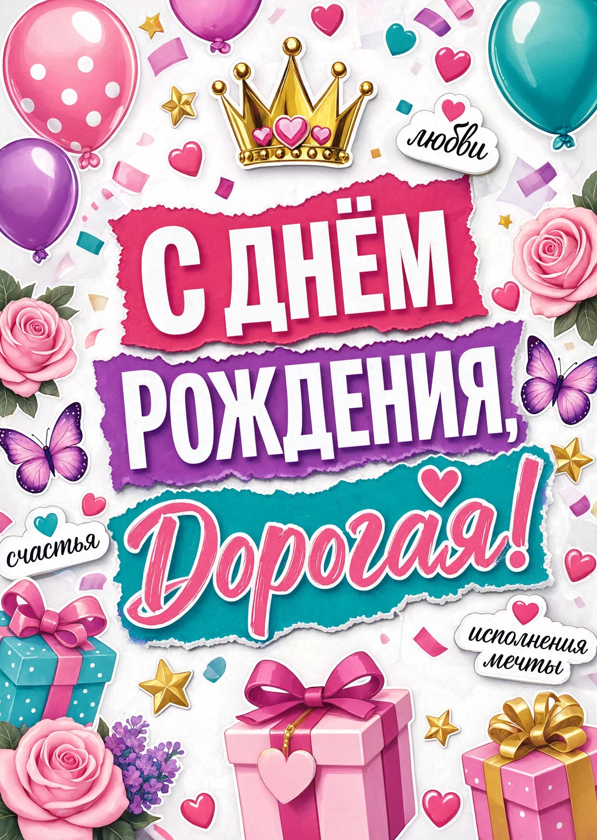 Открытка "С днем рождения женщине" #82
