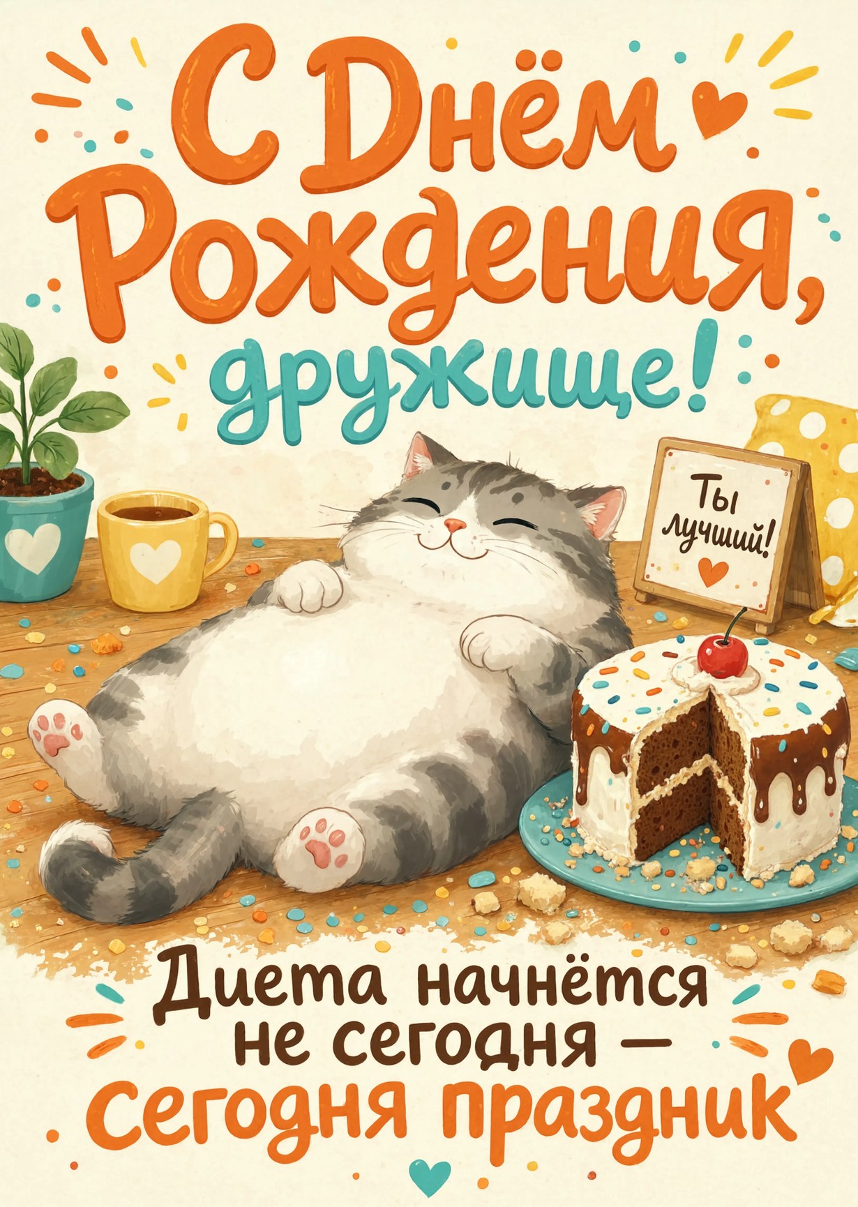 Открытка "С днем рождения другу" #33
