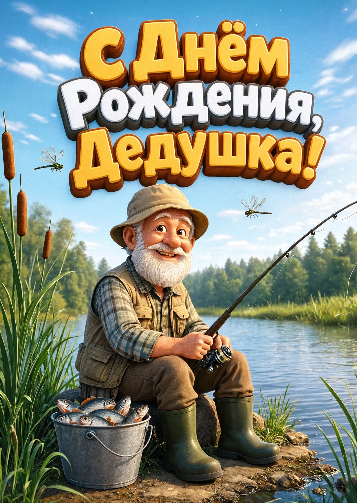 Открытка "С днём рождения дедушке" #24
