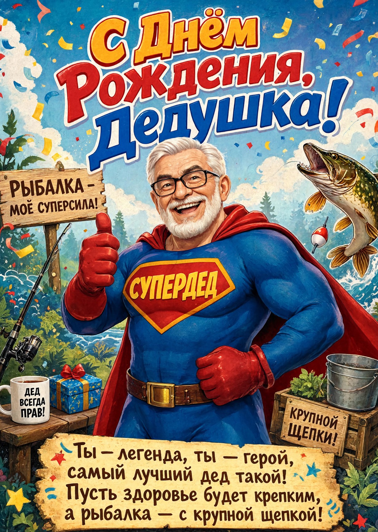 Открытка "С днём рождения дедушке" #77