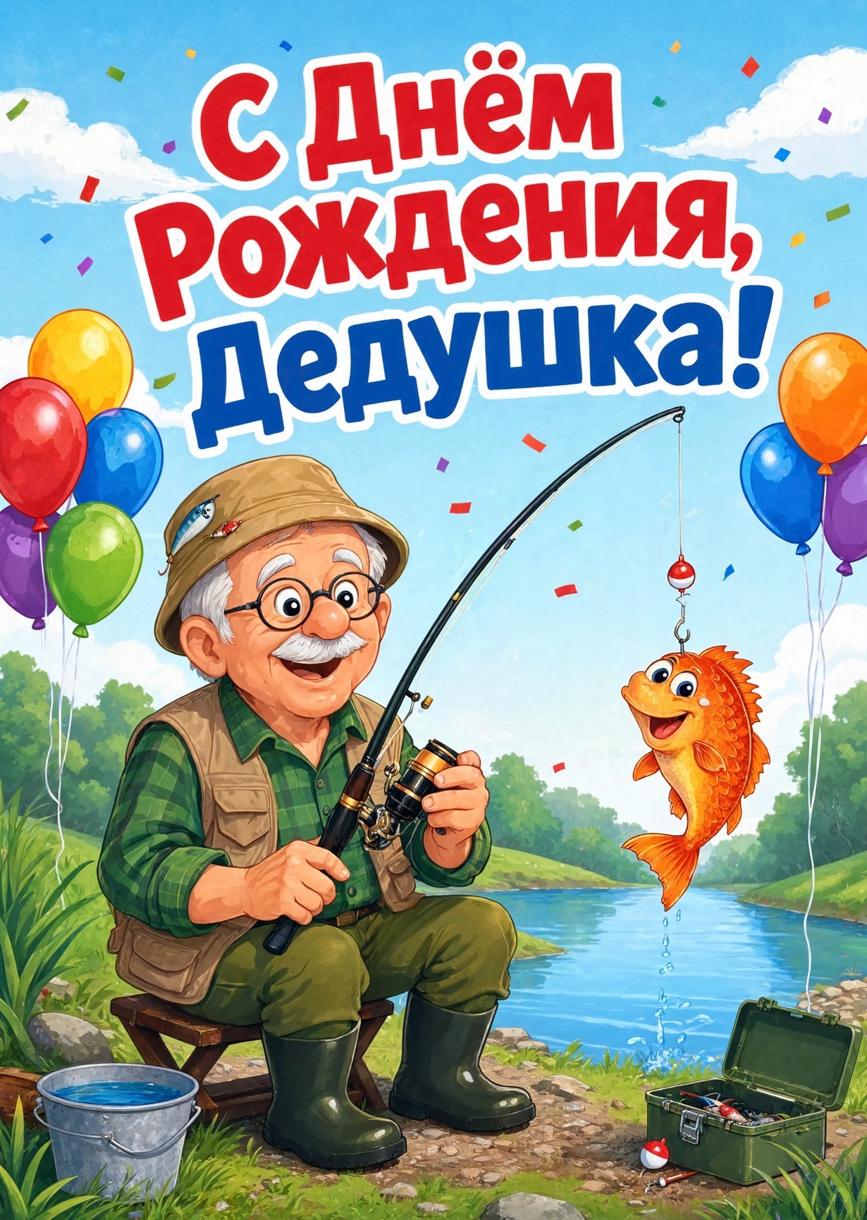 Открытка "С днём рождения дедушке" #5