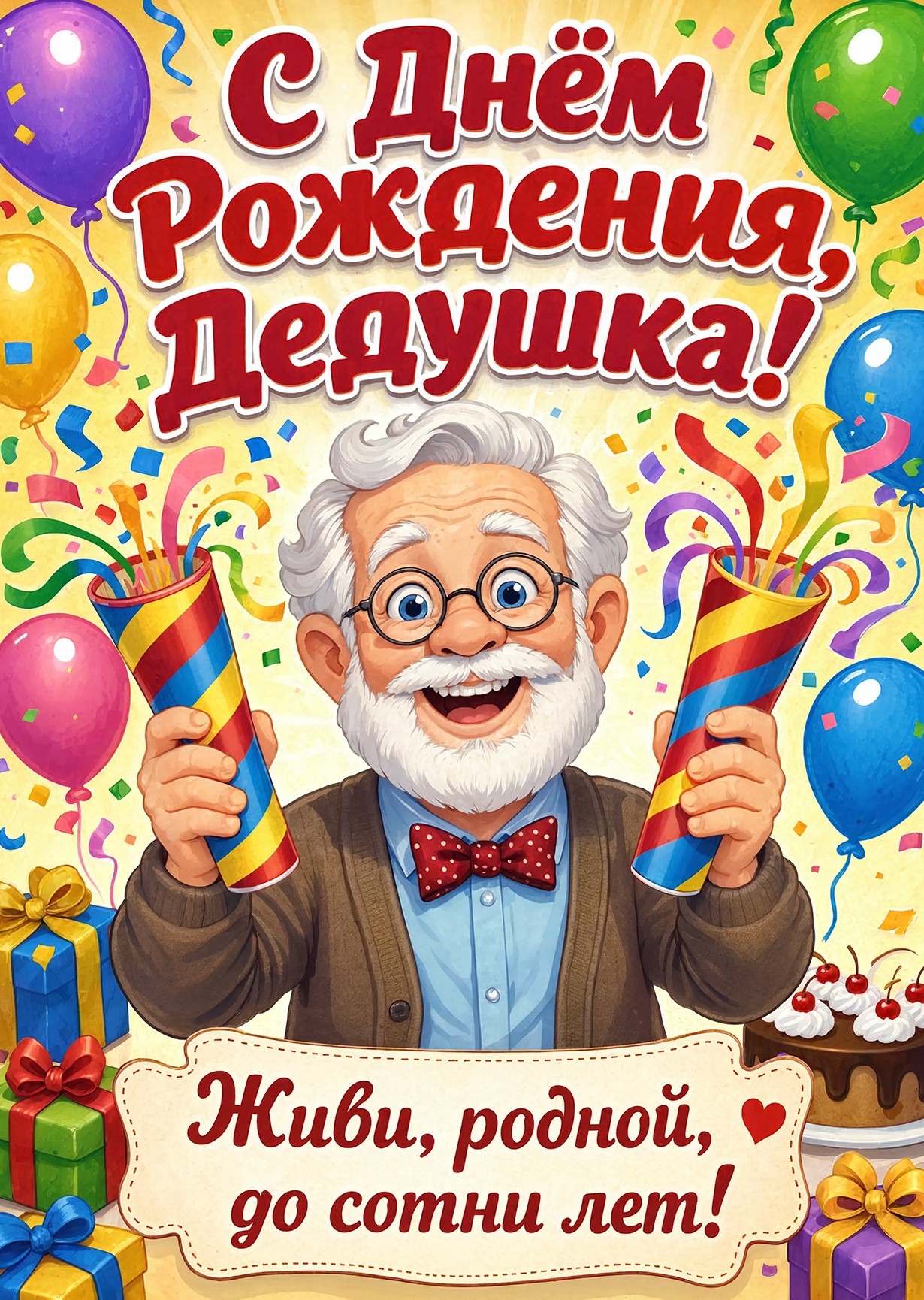 Открытка "С днём рождения дедушке" #1