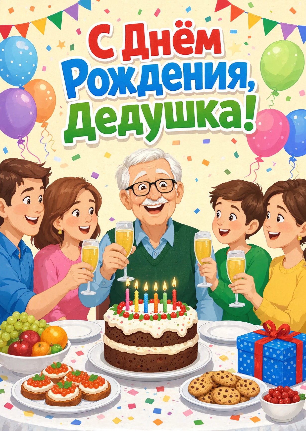 Открытка "С днём рождения дедушке" #7