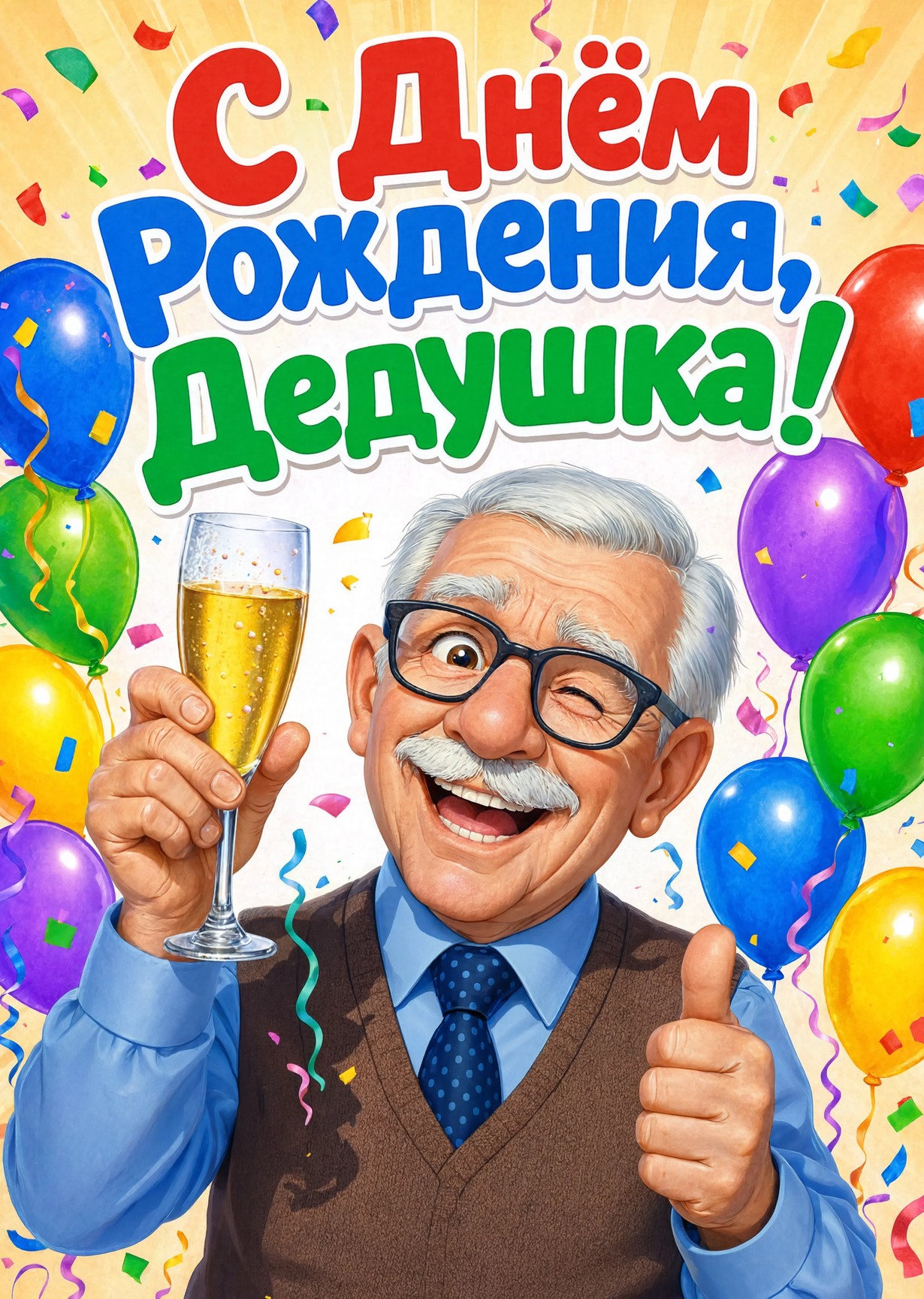 Открытка "С днём рождения дедушке" #9