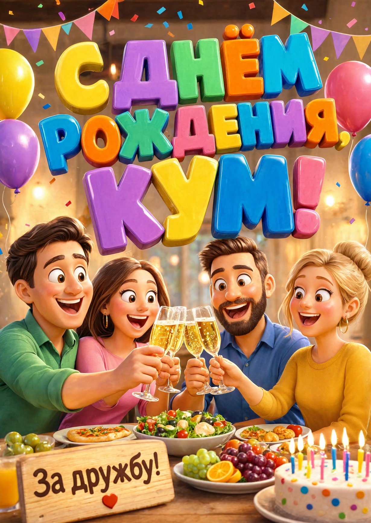 Открытка "С днем рождения куму" #48