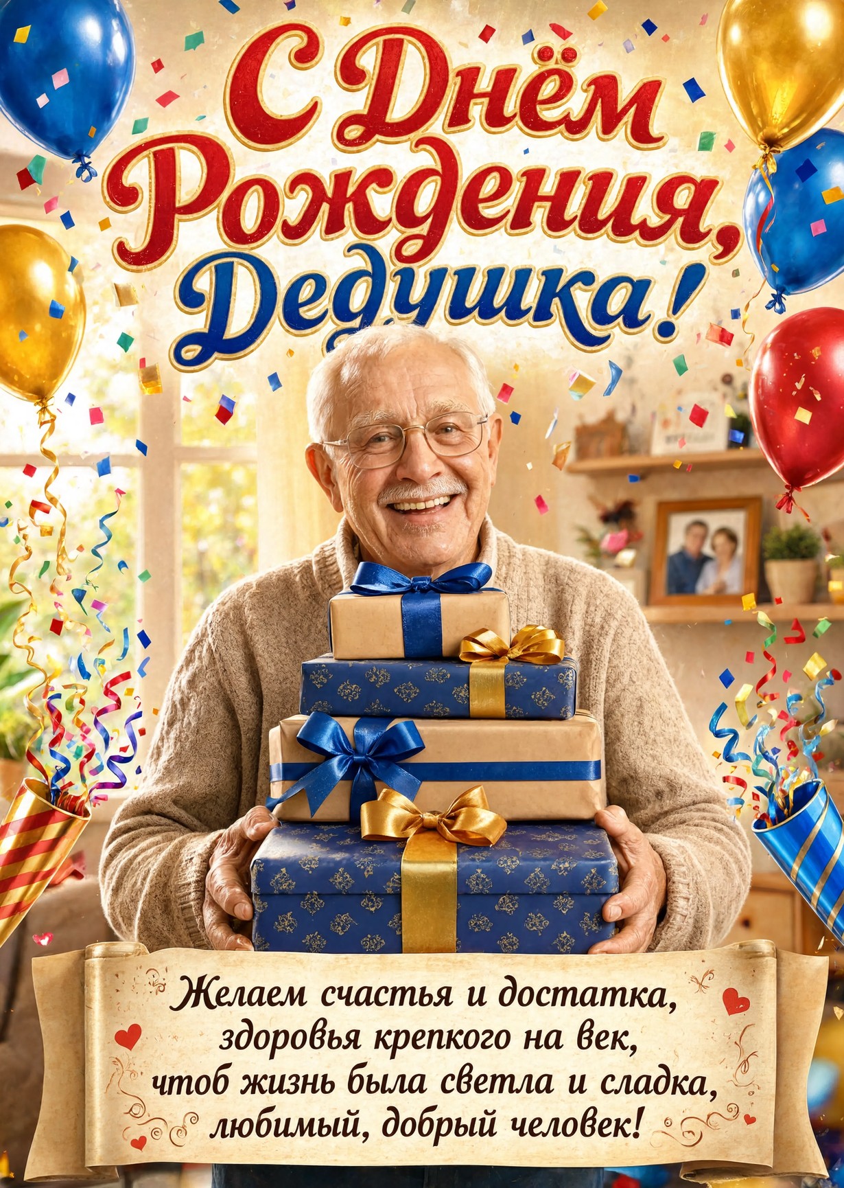 Открытка "С днём рождения дедушке" #52