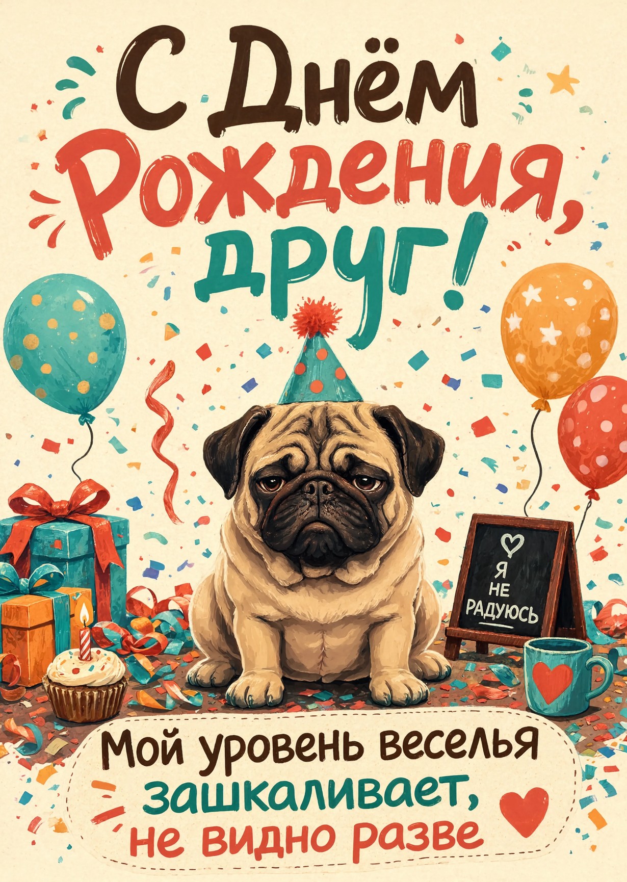 Открытка "С днем рождения другу" #34