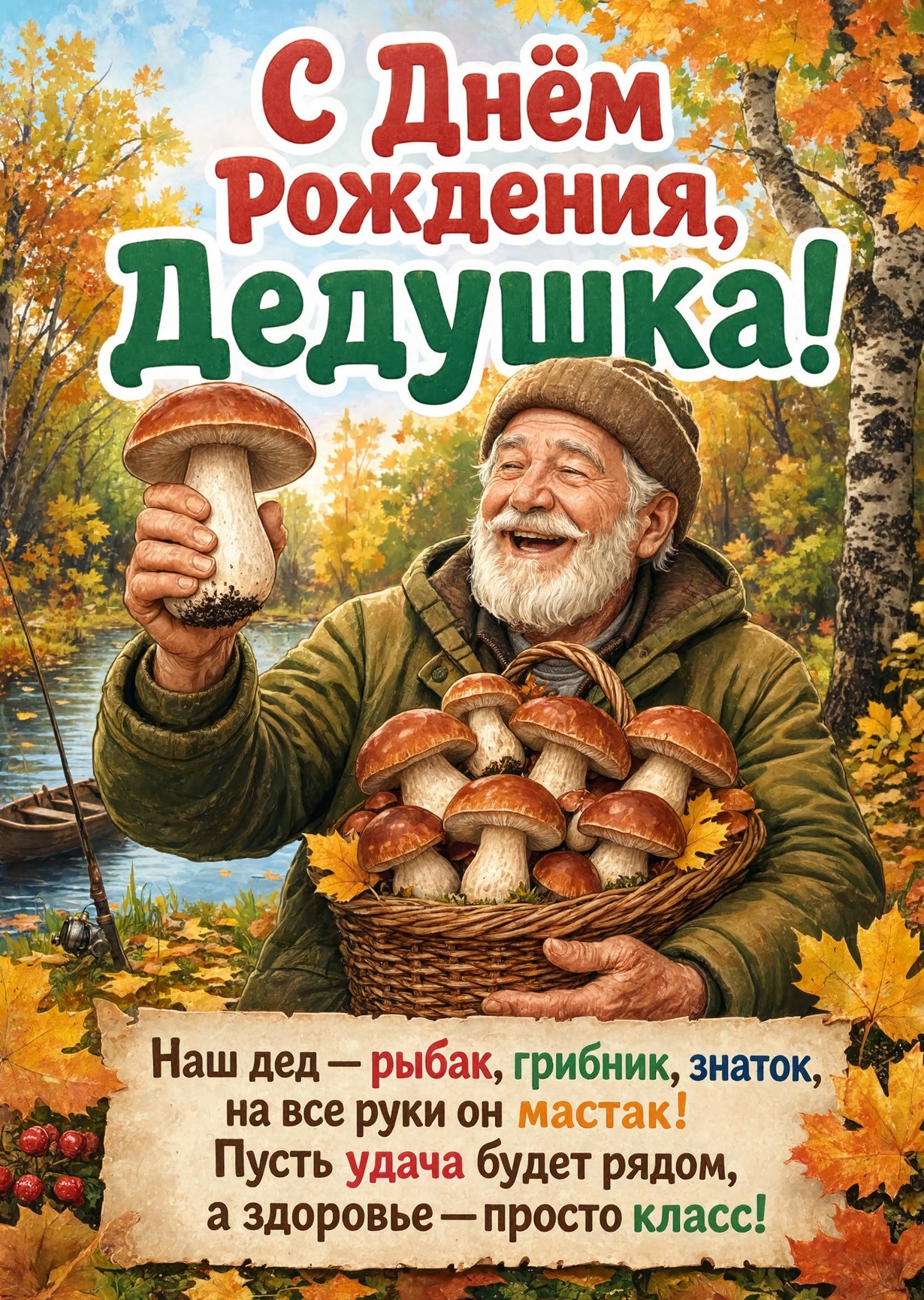 Открытка "С днём рождения дедушке" #66