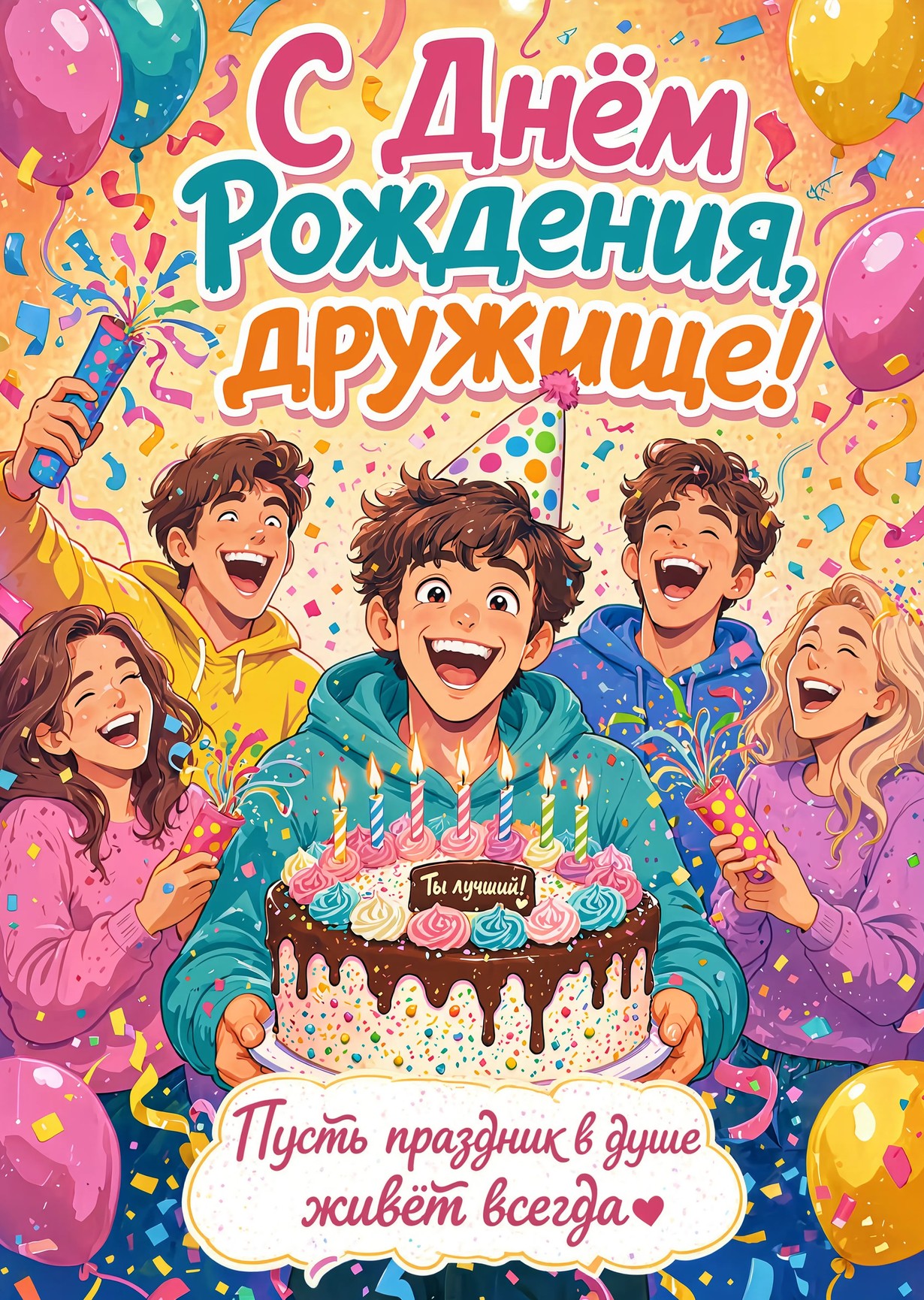 Открытка "С днем рождения другу" #14