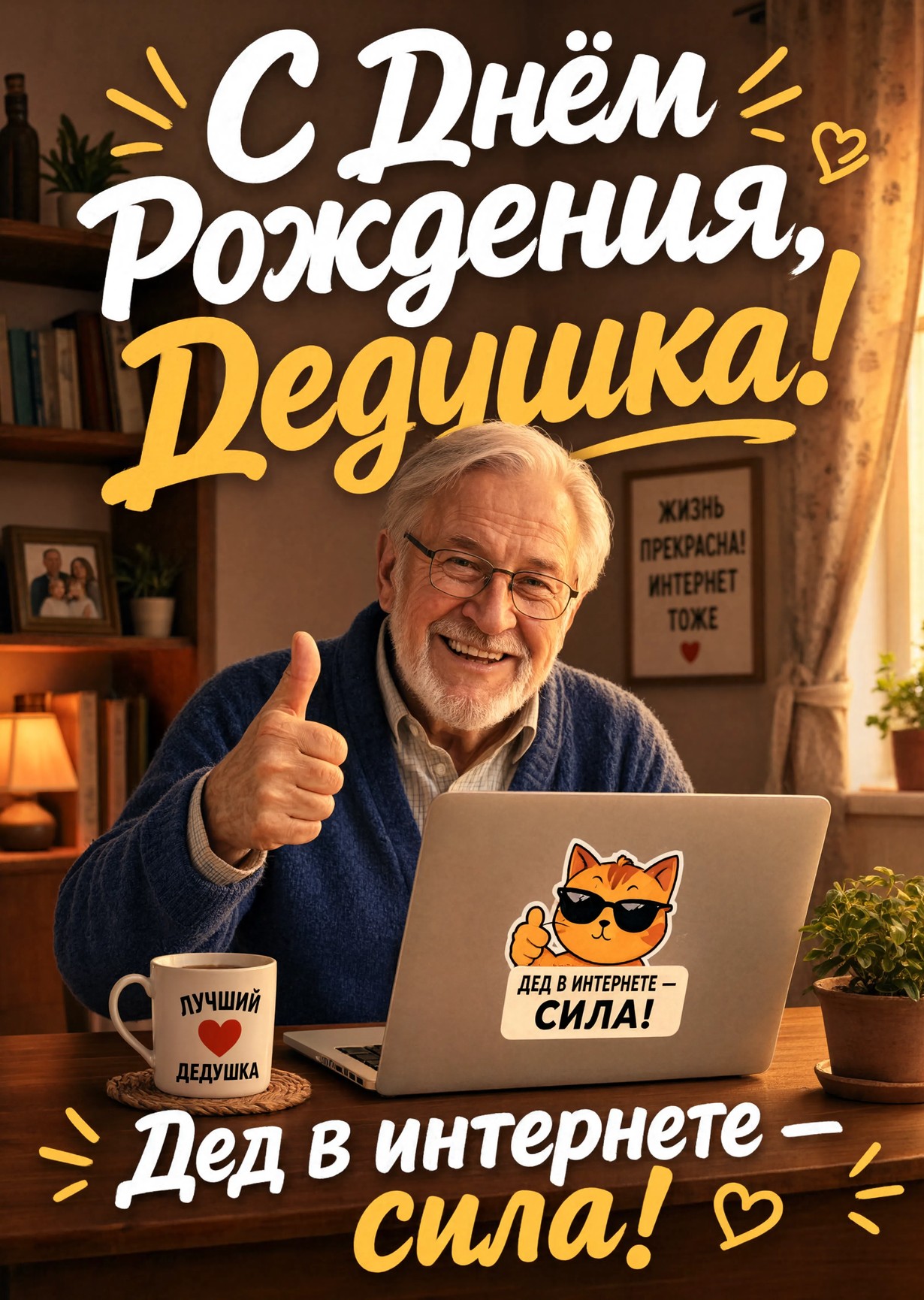 Открытка "С днём рождения дедушке" #13