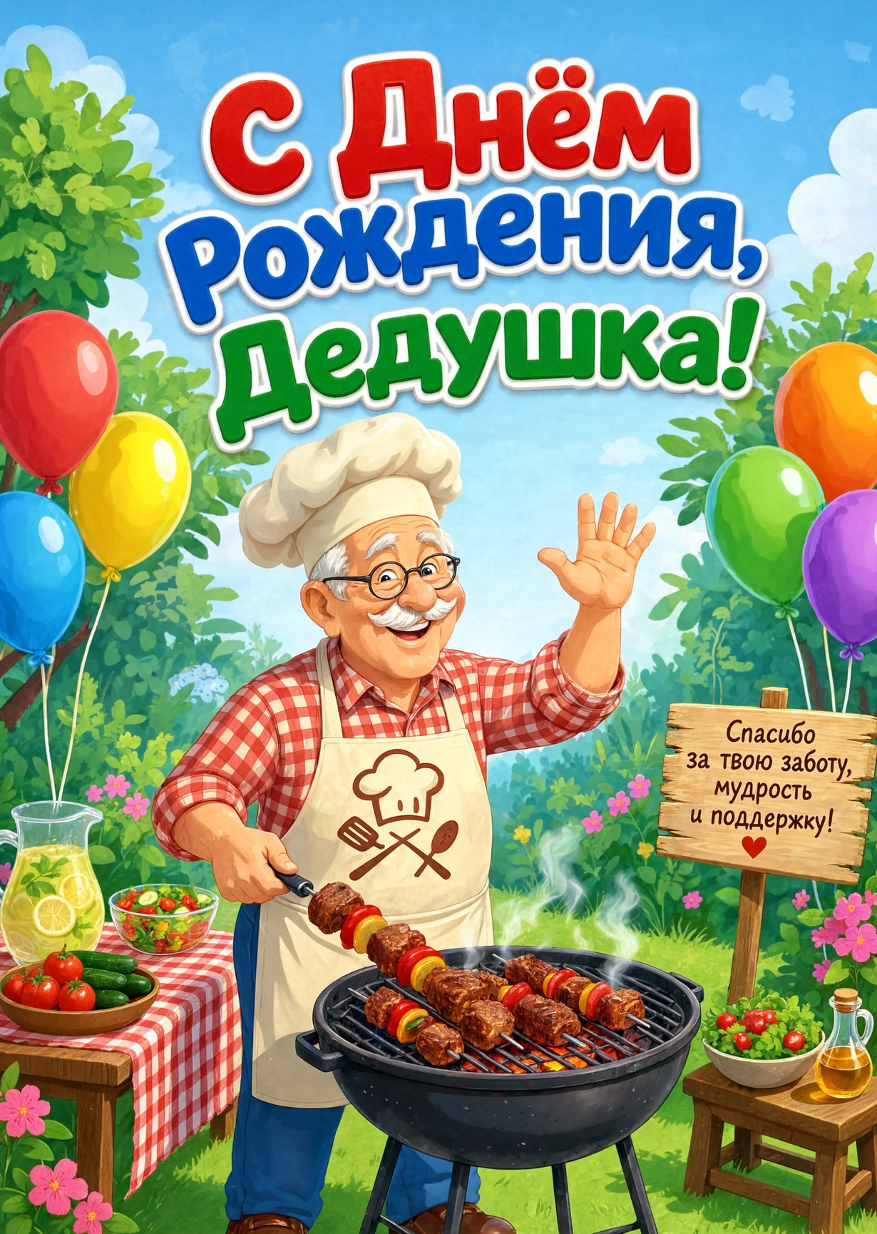 Открытка "С днём рождения дедушке" #4