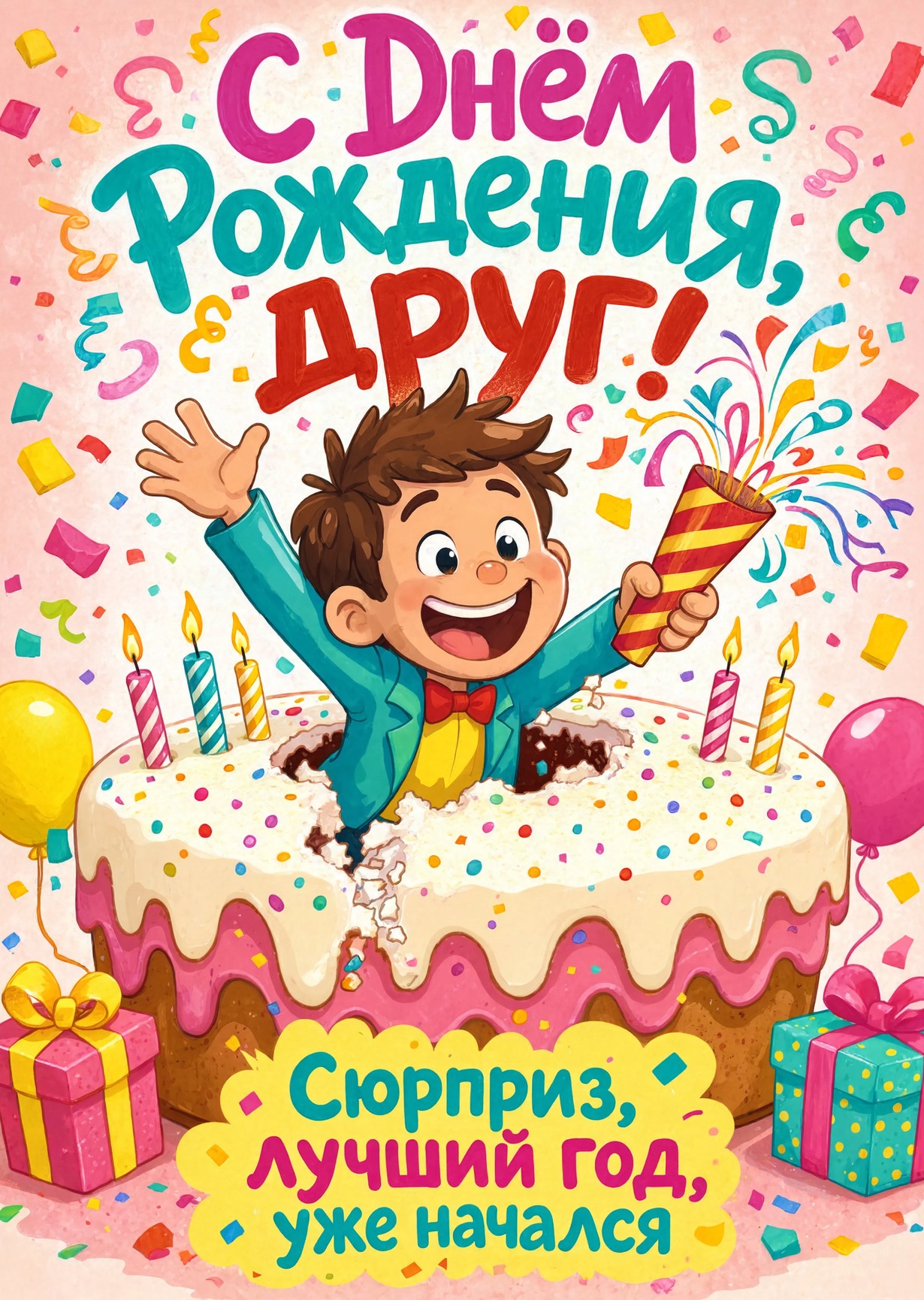 Открытка "С днем рождения другу" #21
