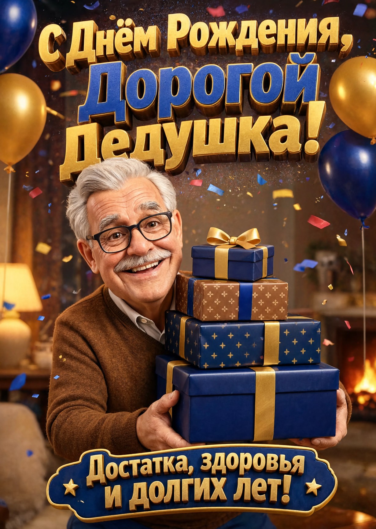 Открытка "С днём рождения дедушке" #23