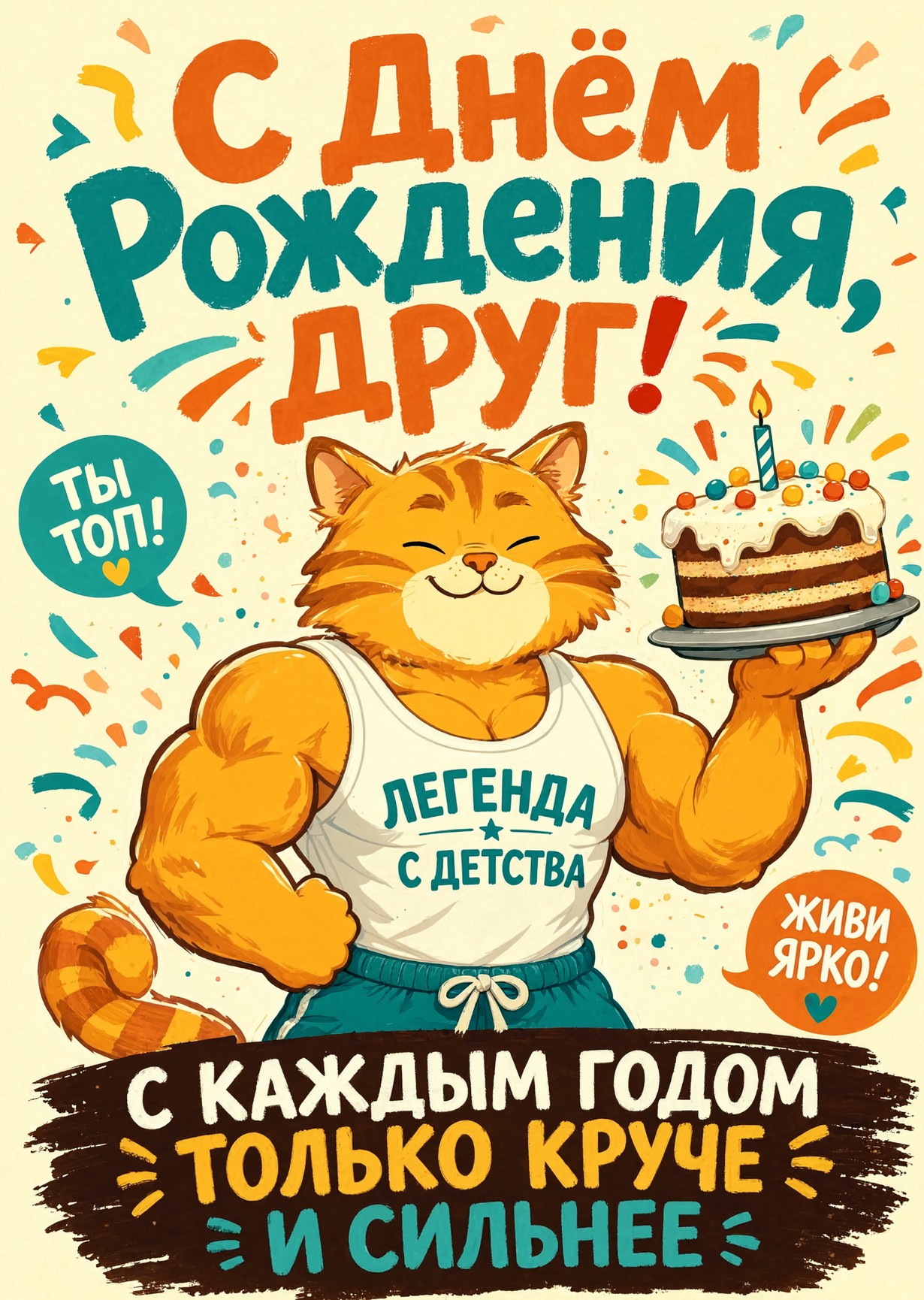 Открытка "С днем рождения другу" #31
