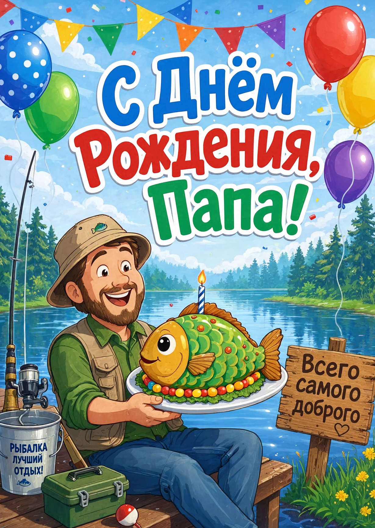 Открытка "С днём рождения папе" #13