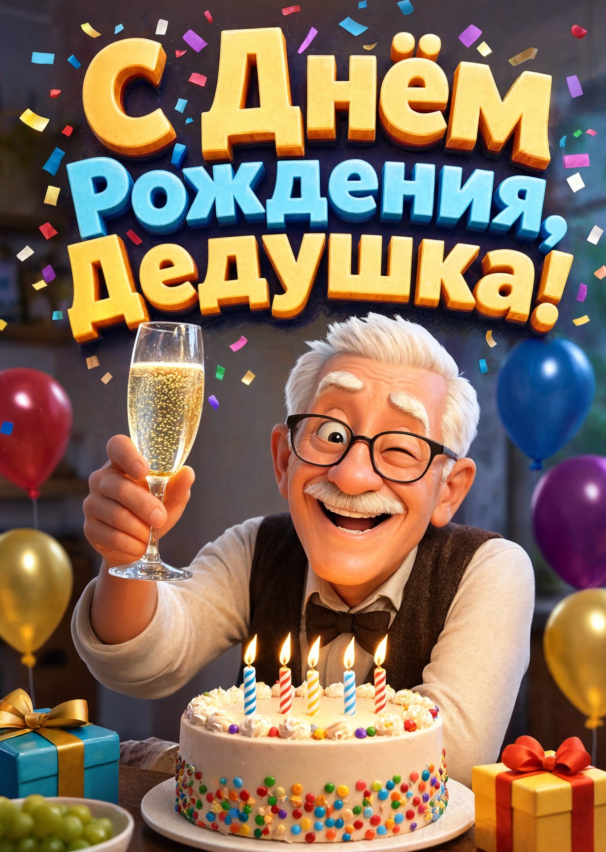 Открытка "С днём рождения дедушке" #19