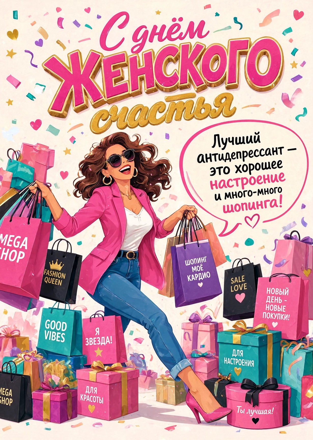 открытка с Днем Женского Счастья-2
