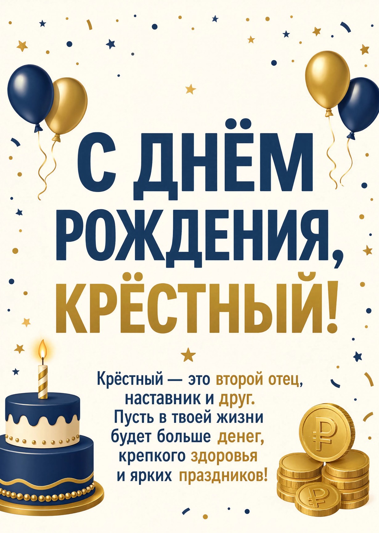 Открытка с днем рождения крестному