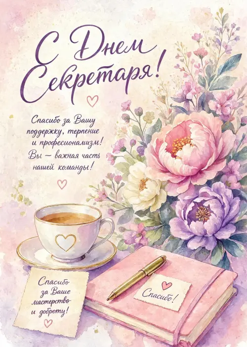 Открытка С Днём Секретаря #5
