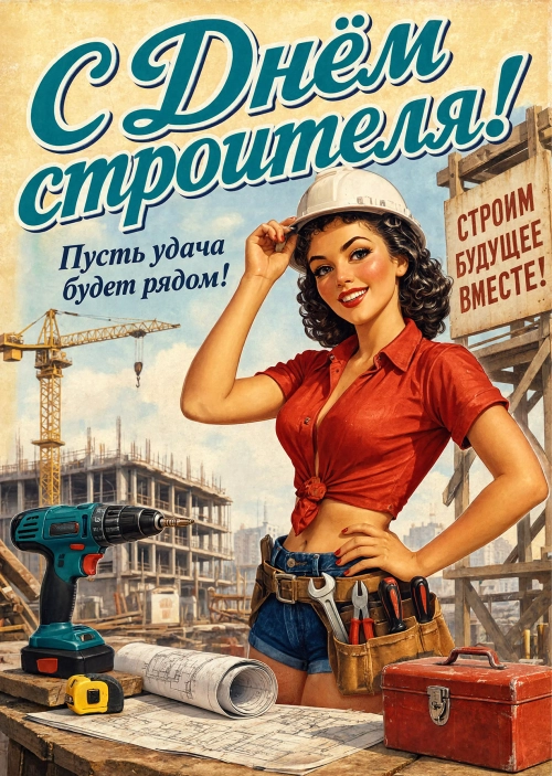 Открытка с днем строителя #31