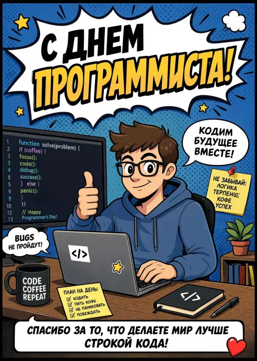 Открытка С Днём Программиста #24