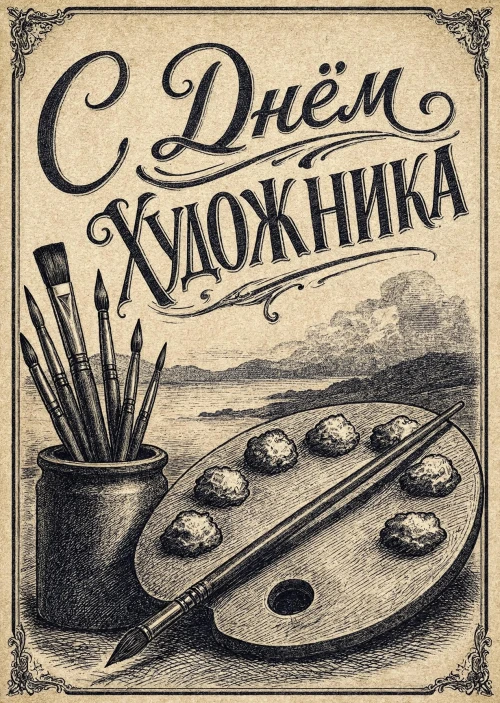 Открытка с Днем Художника-35