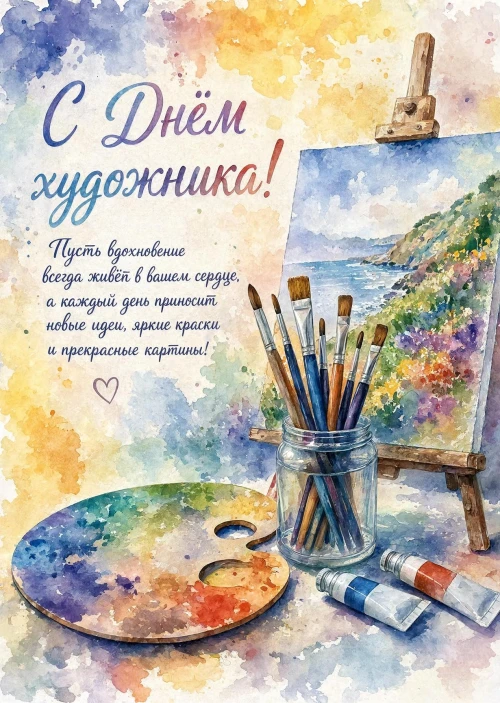 Открытка с Днем Художника-30