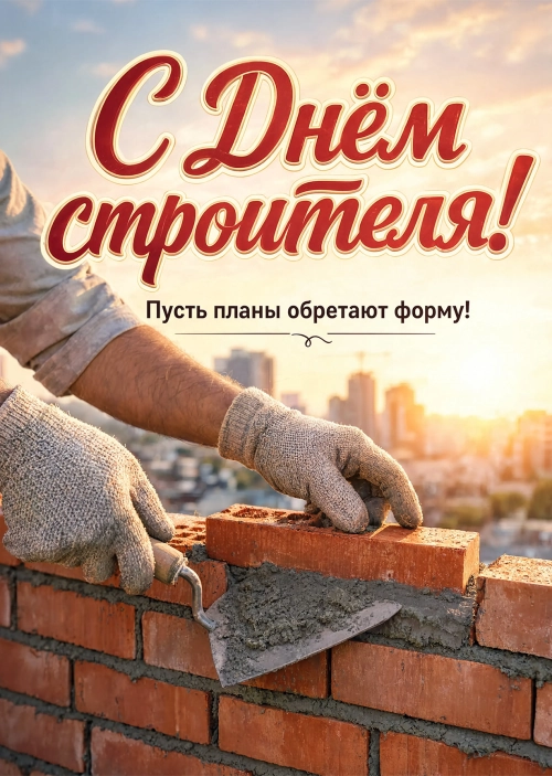 Открытка с днем строителя #15