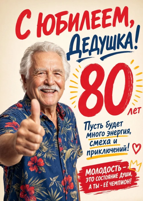 Открытка "С юбилеем дедушка 80 лет" #30