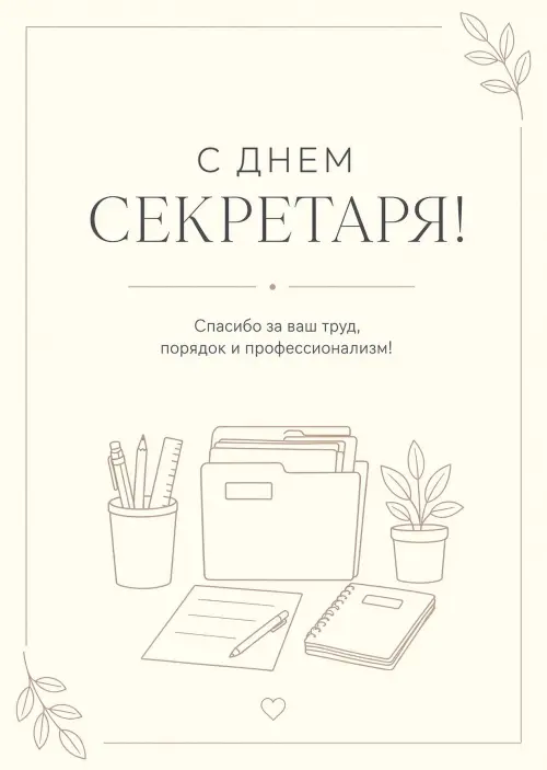 Открытка С Днём Секретаря #3