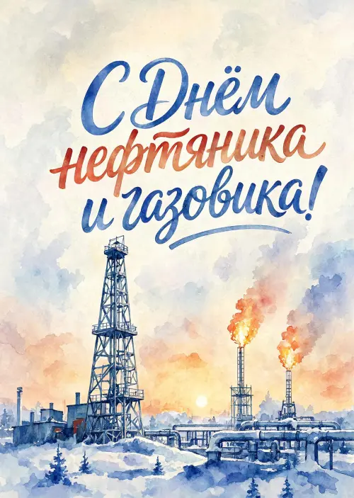 Открытка С Днём Нефтяника и Газовика #2