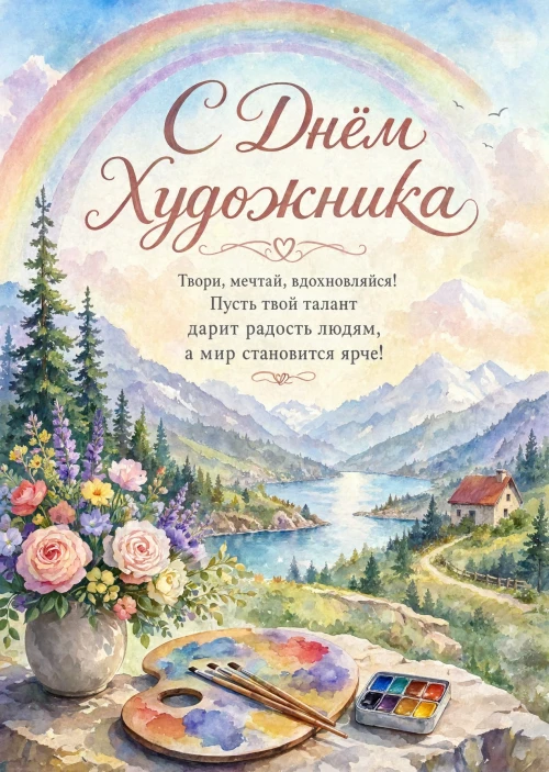 Открытка с Днем Художника-4