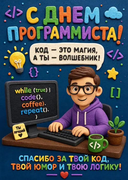 Открытка С Днём Программиста #21
