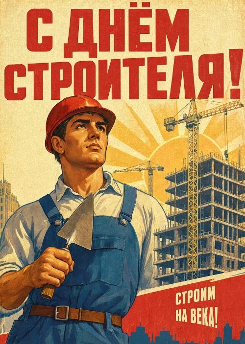 Открытка с днем строителя #32